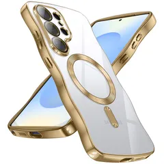【新品】 WACJOSD 対応 Galaxy S25 Ultra 用の ケース MagSafe対応 マット感 マグネット搭載 米軍MIL規格 金
