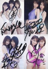 중고 生写真 女性 ☆集合 9人 直筆サイン入り・4分割 CD写真集「競泳水着図鑑 2006」特典生写真