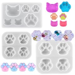 고양이 육구 실리콘 몰드 레진 형 3종 세트 고양이의 육구 DIY 수제 수지 UV 수지 귀여운 고양이 발 몰드 수제 펜던트 키 체인 1