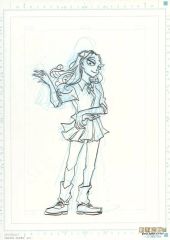 중고 原画イラストボード 板垣巴留展 購入特典線画リーフレット タイカの理性 亜緒