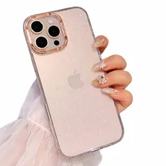 saymi's iPhone 16 用 ケース キラキラ ラメ クリア 韓国 ピンクゴールドライン 0