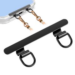 COCASES ストラップホルダー 0.2mm極薄 ダブルリング 1枚 スマホストラップ 金属製 ストラップホール ストラップパッチ スマホショルダー タグパッチ 紛失・落下・盗難防止 全機種対応 ブラック 1
