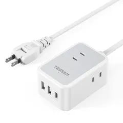TESSAN 延長コード 2m 電源タップ usb コンセントタップ 3個AC 1個タイプC 2個タイプA 0