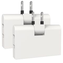 FUMITAKE たこあしコンセント 3個口 分岐 薄型 電源タップ 180° スイングプラグ コーナータップ 1500W ホワイト 2個セット 0