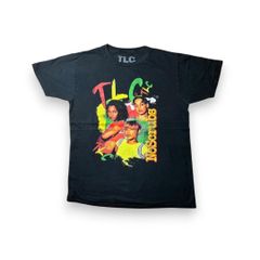 상태좋음 ビンテージ TLC ラップT 밴 티셔츠 R&B 반소매 헌 옷 y2k 블랙 티에르시 페스 여성 가수 ba-u-2505-011