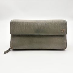 GUCCI グッチ 長財布 レザー GG 大型 ウォレット マーモント グレー ラウンドファスナー