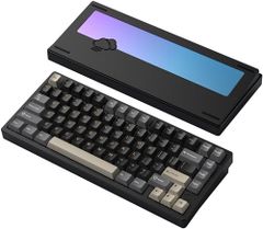【WOBKEY Rainy 75キーボード】雨音のような打鍵音 メカニカルキーボード 3WAY接続 OS互換性 ホットスワップとVIAの対応 カスタマイズ性 ガスケットデザイン アルミニウム素材使用 RGBバックライト (Lite (ブラック 英字配列)