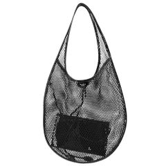 トートバッグ レディース ALAIA アライア ワンピース ミディアム 肩掛け メッシュ エナメル ブラック 黒 シルバー金具 美品【中古品】
