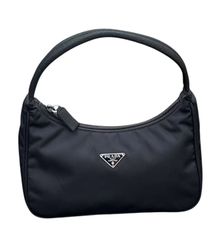 超美品◆本物プラダPRADAヴィンテージVintage三角プレートホーボーHOBOロゴLOGOナイロンハンド腋下ミニバッグアクセサリーポーチ黒ブラック