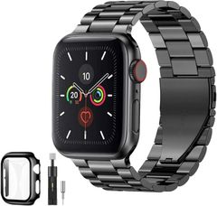 85-03451 YOFITAR for Apple Watch 밴드 보호 케이스 포함 스테인레스 스틸 교체 벨트 series 11/10 46mm 대응 iWatch 길이 조정 기구 부착 46mm, 블랙