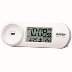セイコークロック 置き時計 目覚まし時計 電波 デジタル 大音量 PYXIS ピクシス RAIDEN 白 本体サイズ:9.0×12.3×4.6cm BC407W 0