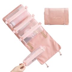 ALLMIRA 메이크업 파우치 여행 파우치 메이크업 파우치 대용량 4 분할 여행 방수 화장품 파우치 세면용구 파우치 여행용 운반 접는 여행 제거 접이식 다기능 욕실 파우치 화장실 가방 매달아 버니티 파우치 화 1