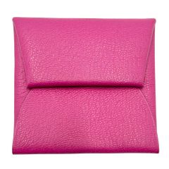 エルメス コインケース レディース バスティア　スクエア 小銭入れ 財布 小物 HERMES □M刻印 レザー ピンク系 シルバー金具 美品 2009年【中古品】