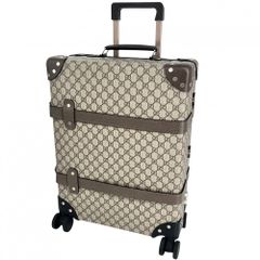 グッチ キャリーバッグ ユニセックス グローブトロッター コラボ GGキャリーオンバッグ トランク スーツケース GUCCI 533618 GGスプリームキャンバス レザー ベージュ ブラウン 茶 シルバー金具【中古品】