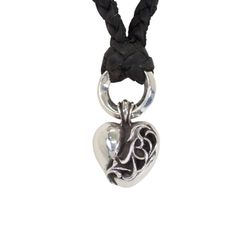 クロムハーツ CHROME HEARTS ハート レザーブレイド ネックレス ペンダント シルバー925 1998年製造 レザー メンズ 중고 ABランク