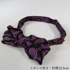 パープル 蝶ネクタイ ブラック 幾何学模様 総柄 リボン12.5cm メンズ 結婚式 ケ763