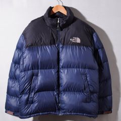 ノースフェイス THE NORTH FACE ヌプシ ダウンジャケット XL ネイビー 700フィル ロゴ刺繍 フード格納 ストリート オーバーサイズ 古着 Z319