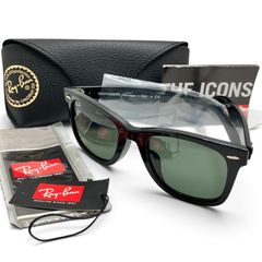 【未使用・付属品完備】Ray-Ban レイバン WAYFARER ウェイファーラー サングラス RB2140-F ポリッシュドブラック×クラシックグリーン キングラム[05]
