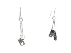 ChristianDior クリスチャンディオール ピアス シルバー メタル レディース ロゴ ダイス フック式 美品