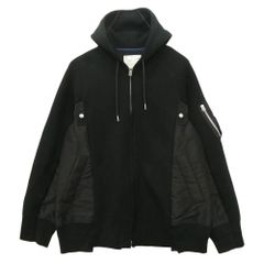 Sacai サカイ SCM-219 Sponge Sweat Nylon Twill Hoodie スポンジ スウェット ナイロン ツイル ジップアップ パーカー ブラック系 3 중고
