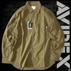 AVIREX アヴィレックス アビレックス BASIC ARMY POPLIN L/S SHIRT 綿100% コットン ベーシック アーミー ミリタリー カジュアル 長袖 シャツ トップス 783-3920007 310 オリーブ▲010▼61015s02