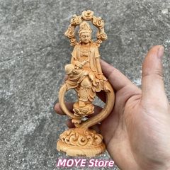 新品 zw0128 開運 仏像 高級天然木彫り 持経自在観音 風水 zw0128