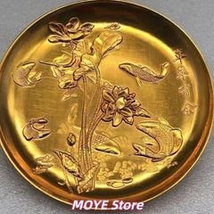 銅器 蓮花魚皿 装飾品 現代工芸品 美術品 zw0128