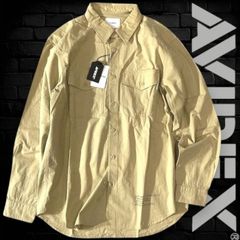AVIREX アヴィレックス アビレックス BASIC ARMY POPLIN L/S SHIRT 綿100% コットン ベーシック アーミー ミリタリー カジュアル 長袖 シャツ ミリシャツ783-3920007 180 カーキ▲010▼61015s04