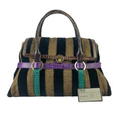 FENDI フェンディ ハンドバッグ BAULOT SPECIAL CHEF ボーロット スペシャル シェフ 8BN152 ブラウン系 ブラック パープル グリーン ベロア 型押しカーフレザー レディース ストライプ ゴールド金具 ボストンバ
