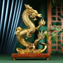 龍 竜 ドラゴン 神龍 像 オブジェ 置物 金 ゴールド 黄金 豪華 風水 仏像 卓上置物 縁起物 玄関 昇運 縁起物 魔除け インテリア リビング オフィス 風水グッズzw0117