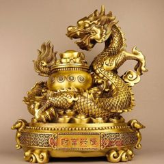 ドラゴン 龍 神龍 像 オブジェ 元宝 金 ゴールド 黄金 卓上置物 風水 仏像 卓上置物 縁起物 玄関 昇運 縁起物 魔除け インテリア リビング 贈り物zw0117