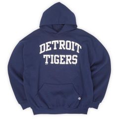 デトロイトタイガース DETROIT TIGERS 90s 00s 90-2000年代 スウェット パーカー MLB メジャーリーグ RUSSELL ラッセル USA アメリカ ヴィンテージ 古着 ネイビー 紺 XL【中古】