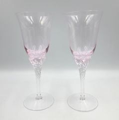 ◇ 佐々木クリスタル 佐々木硝子 ワイングラス ホーソン ツイスト シャンパングラス ピンク ペア 2客 SASAKI CRYSTAL ヴィンテージ 昭和レトロ 中古品
