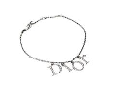 Dior ディオール ブレスレット DIORロゴ チャーム シルバー系 メタル ラインストーン レディース 超美品