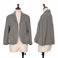 トリコ 꼼데가르송 tricot COMME des GARCONSチェックボタンレスコットンニットジャケット 白黒M