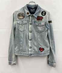 DIESEL ディーゼル デニムジャケット ワッペン ユーズド加工 S ライトブルー 通年