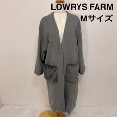 LOWRYS FARM ローリーズファーム ノーカラー ロングコート ファーポケット M グレー アウター レディース ノーカラーコート ファー ポケット ロング丈 切替 ウール調 上品 きれいめ カジュアル オフィス 冬服 秋