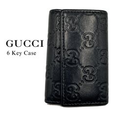 GUCCI 구찌 구찌시마 6 연속 키 케이스 시그니처 가죽 블랙