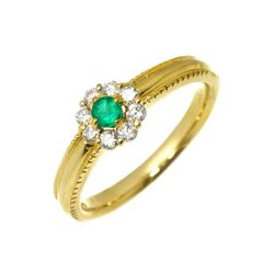 プレフィート Prefito 11号 リング ダイヤ 0.18ct エメラルド 0.06ct K18 YG イエローゴールド 750 指輪 Ring 90342113