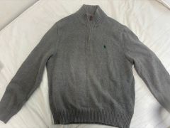 ポロ ラルフローレン ハーフジップアップ ニット グレー