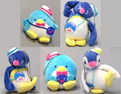 중고 ぬいぐるみマスコット・ぬいぐるみバッジ 全5種セット 「ピングー×タキシードサム ぬいぐるみマスコット」