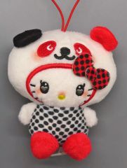 중고 ぬいぐるみマスコット・ぬいぐるみバッジ パンダ ハローキティ A 白パンダ×黒ドット ゴシックマスコット 「パンダ 헬로 키티 "