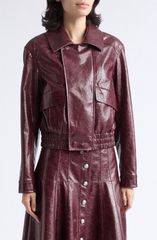 サンク セプト レディース アウター ジャケット・ブルゾン レザー フェイクレザー Cinq Sept Alexander Faux Leather Jacket BLACK CHERRY ブラック