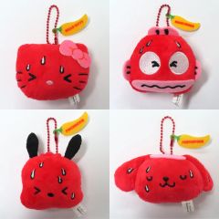 중고 ぬいぐるみマスコット・ぬいぐるみバッジ 全4種セット 「 산리오 キャラクターズ リンリン鈴ぬいぐるみ 激辛レッド2」