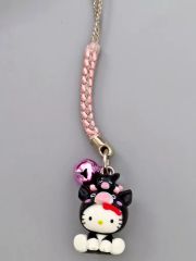 【中古】キーホルダー ハローキティ(黒豚) 根付けマスコット(ピンク) 「ハローキティ」 鹿児島限定