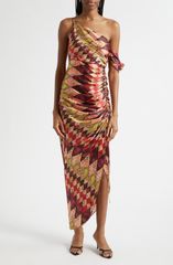 サンク セプト レディース トップス ワンピース プリント ワンショルダー シルク マキシ Cinq Sept Elliana Print OneShoulder Silk Maxi Dress PA