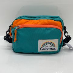 BN460●coleman コールマン 旧ロゴ ショルダーバッグ グリーン系×オレンジ
