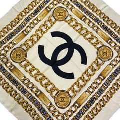 CHANEL シャネル スカーフ 상태좋음 아이보리 × 블랙 × 멀티 코코 마크