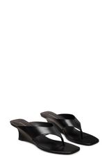 スチュアート ワイツマン レディース シューズ パンプス サンダル Stuart Weitzman Vinnie 50 Wedge Thong Sandal Women BLACK BLACK ブラッ
