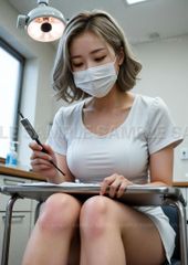 アートポスター 美人歯科衛生士 白衣 マスク 笑顔 医療 診察 医療器具 室内 デジタルアート #X18C0E